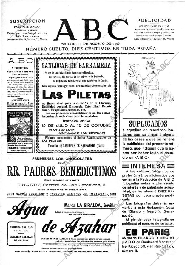 ABC MADRID 11-08-1903 página 1