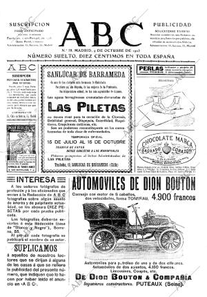 ABC MADRID 09-10-1903 página 1