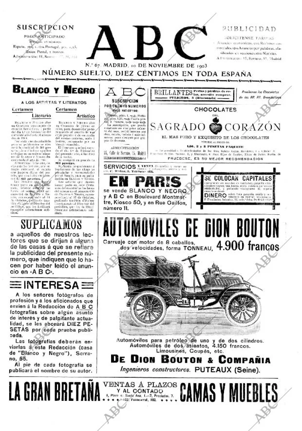 ABC MADRID 10-11-1903 página 1