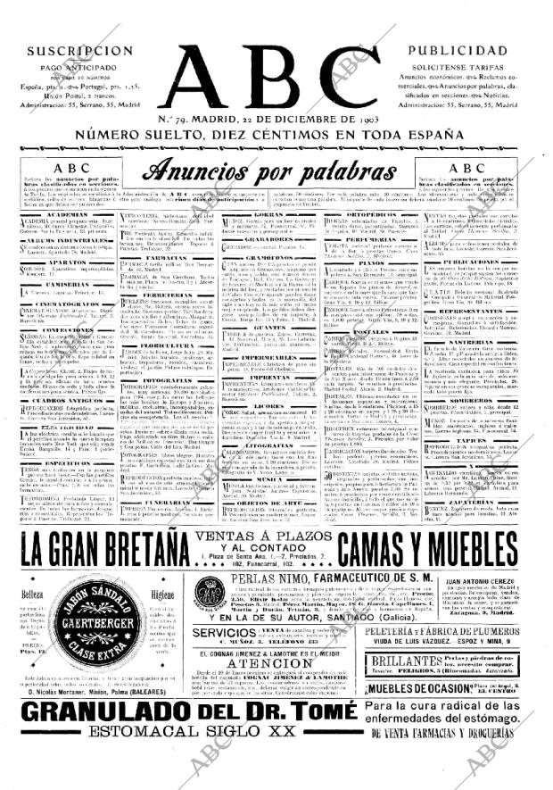 ABC MADRID 22-12-1903 página 1