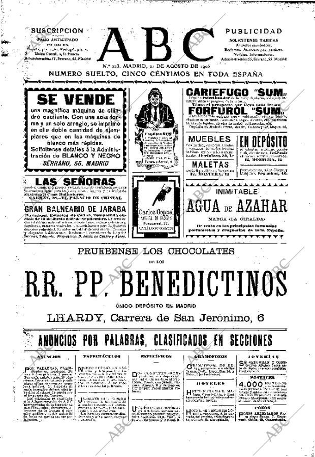 ABC MADRID 21-08-1905 página 1
