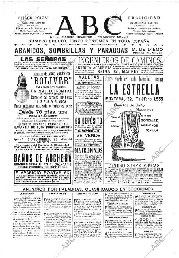 ABC MADRID 27-08-1905 página 1