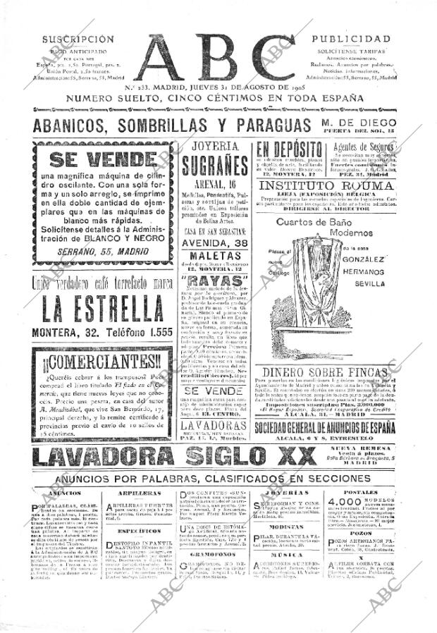 ABC MADRID 31-08-1905 página 1