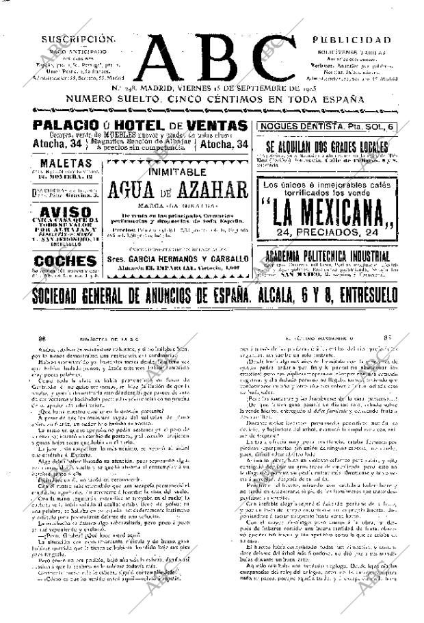 ABC MADRID 15-09-1905 página 1