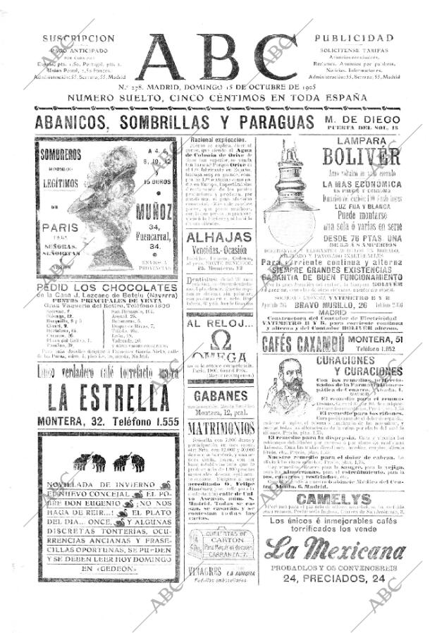 ABC MADRID 15-10-1905 página 1