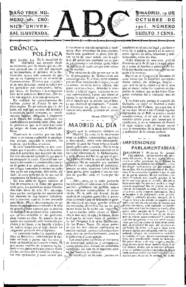 ABC MADRID 19-10-1905 página 3