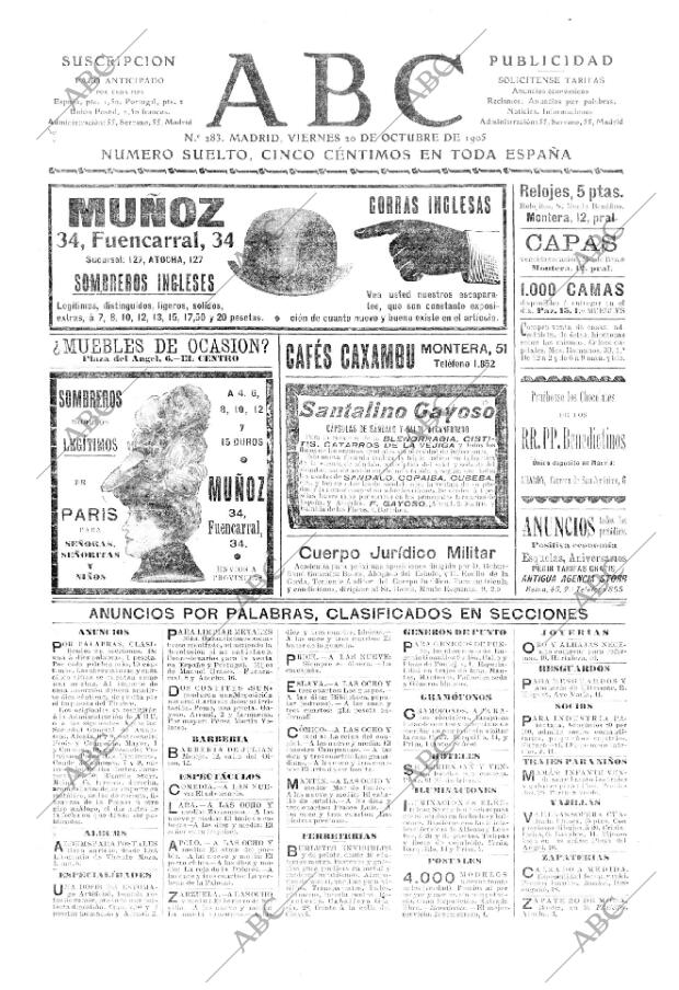 ABC MADRID 20-10-1905 página 1