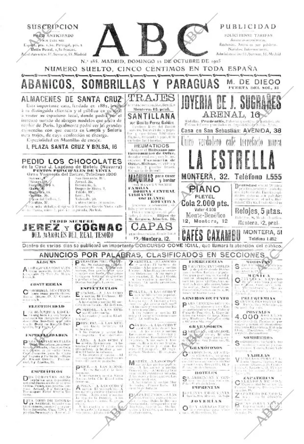 ABC MADRID 22-10-1905 página 1