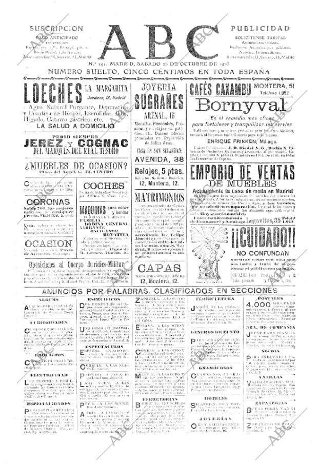 ABC MADRID 28-10-1905 página 1