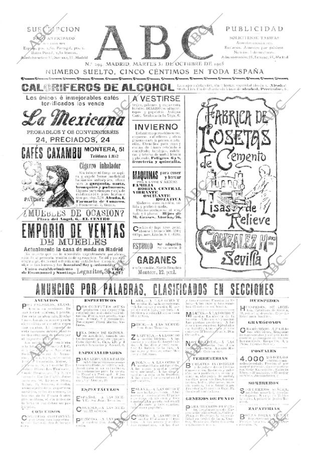 ABC MADRID 31-10-1905 página 1