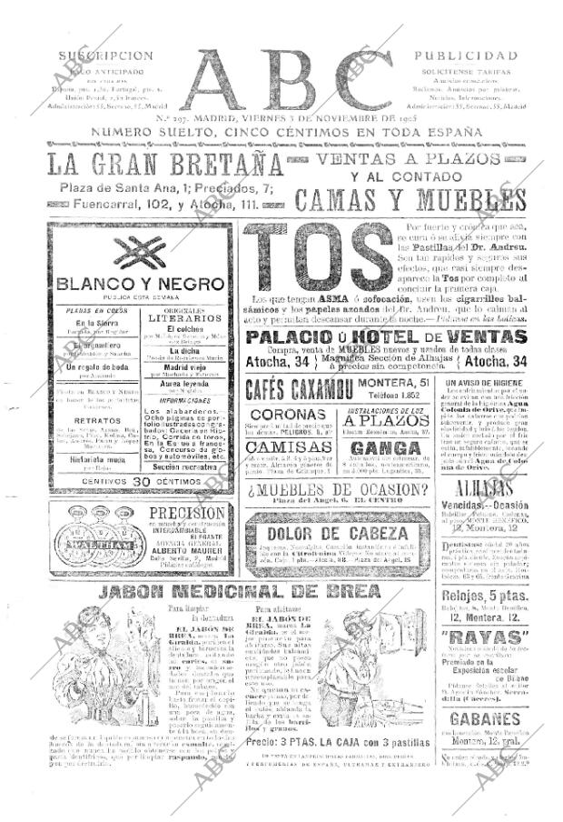 ABC MADRID 03-11-1905 página 1
