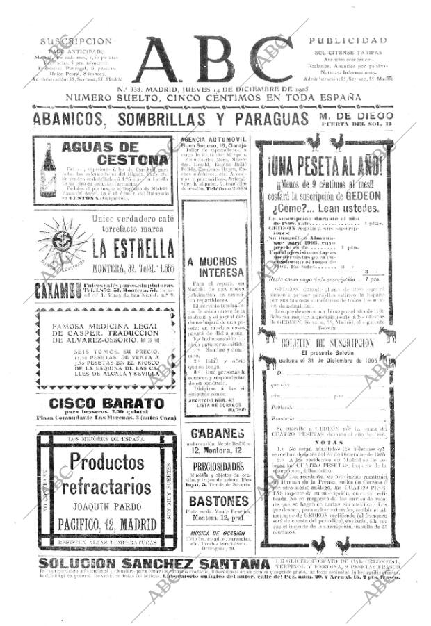 ABC MADRID 14-12-1905 página 1