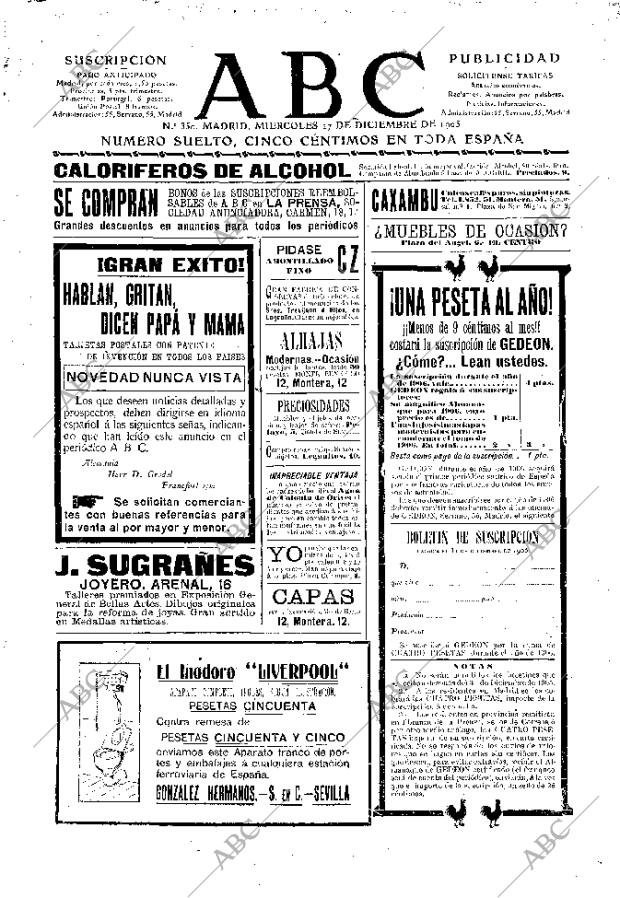 ABC MADRID 27-12-1905 página 1