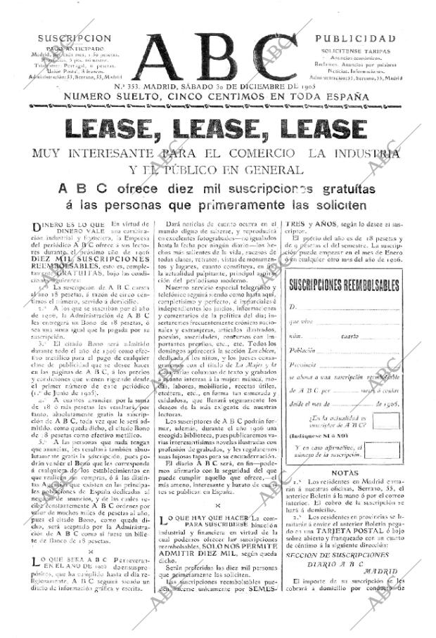 ABC MADRID 30-12-1905 página 1