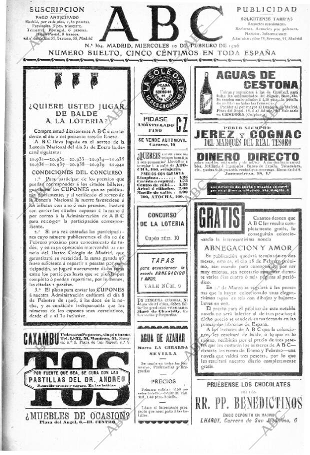 ABC MADRID 10-01-1906 página 1