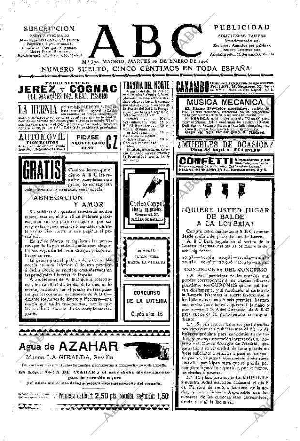 ABC MADRID 16-01-1906 página 1