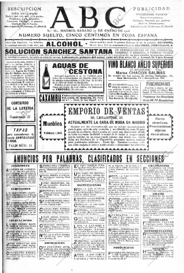 ABC MADRID 27-01-1906 página 1