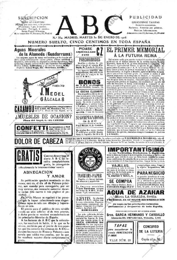 ABC MADRID 30-01-1906 página 1