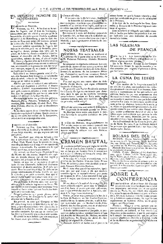 ABC MADRID 15-02-1906 página 6