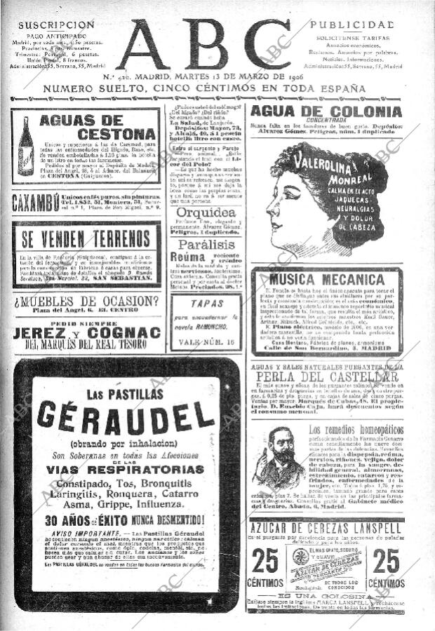 ABC MADRID 13-03-1906 página 1