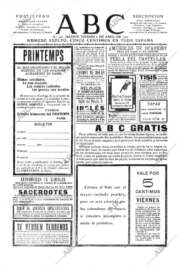 ABC MADRID 06-04-1906 página 1