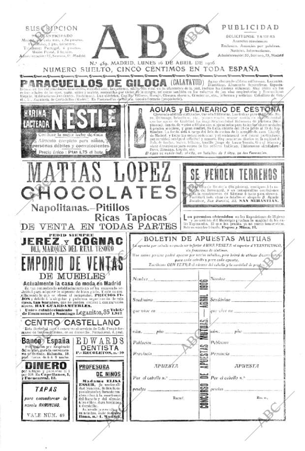 ABC MADRID 16-04-1906 página 1