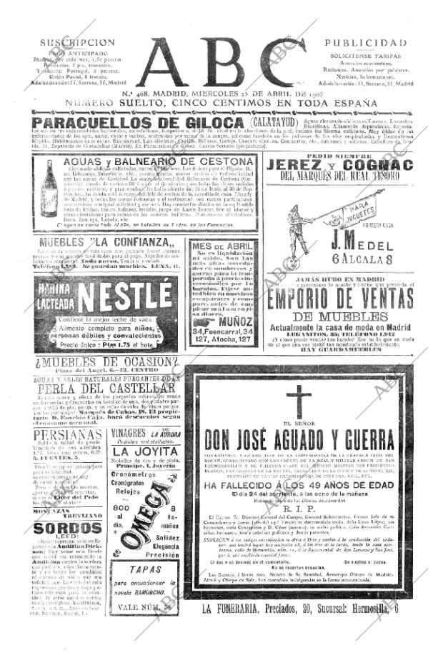 ABC MADRID 25-04-1906 página 1