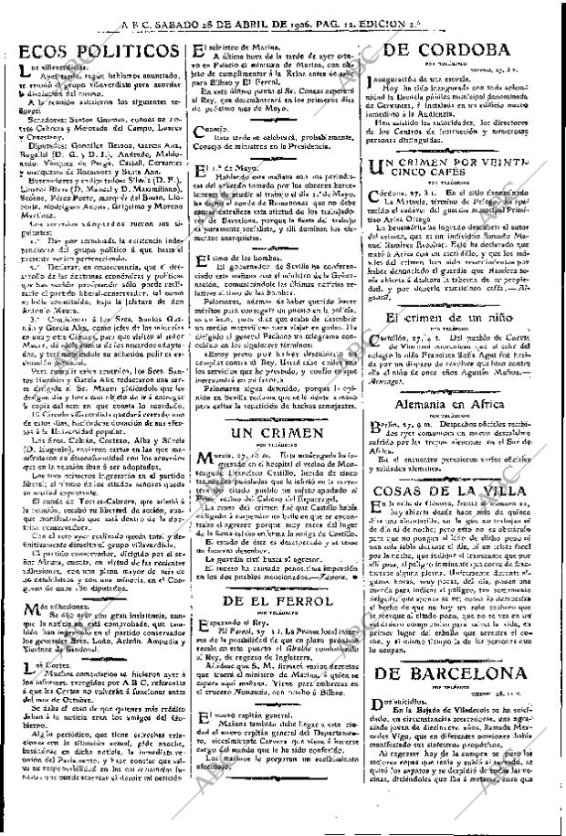 ABC MADRID 28-04-1906 página 12
