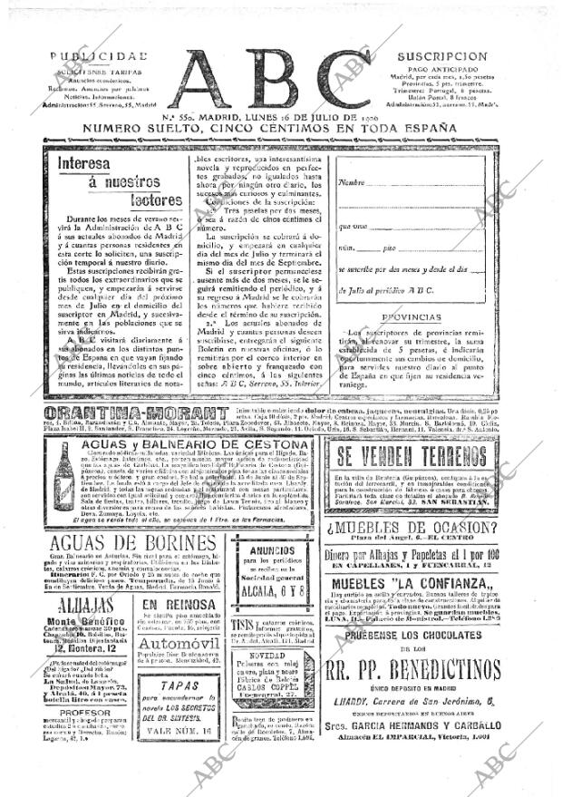 ABC MADRID 16-07-1906 página 1