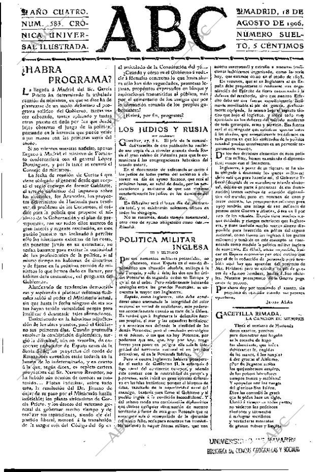 ABC MADRID 18-08-1906 página 1