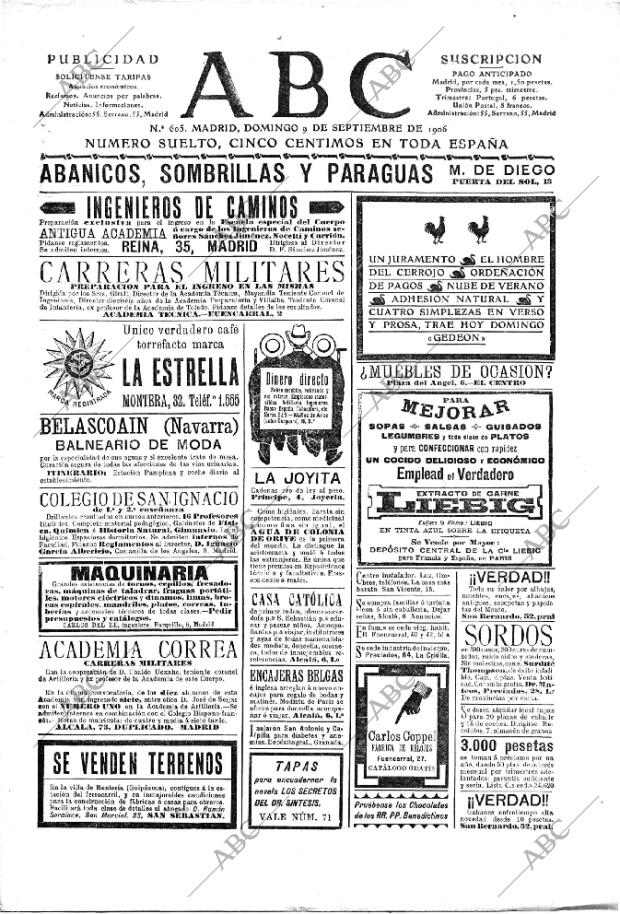 ABC MADRID 09-09-1906 página 1