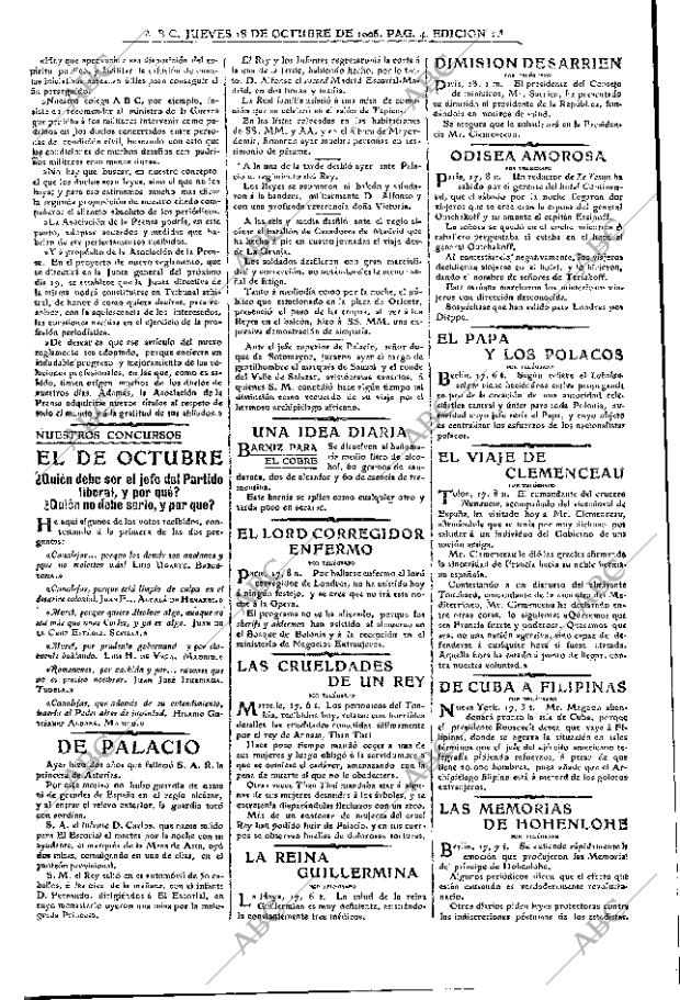 ABC MADRID 18-10-1906 página 4