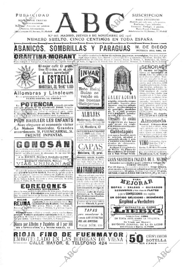 ABC MADRID 08-11-1906 página 1