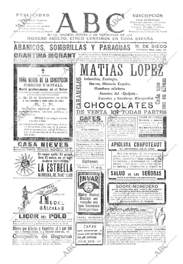 ABC MADRID 15-11-1906 página 1