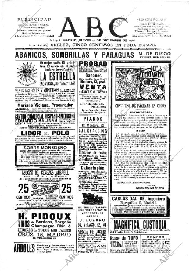 ABC MADRID 27-12-1906 página 1