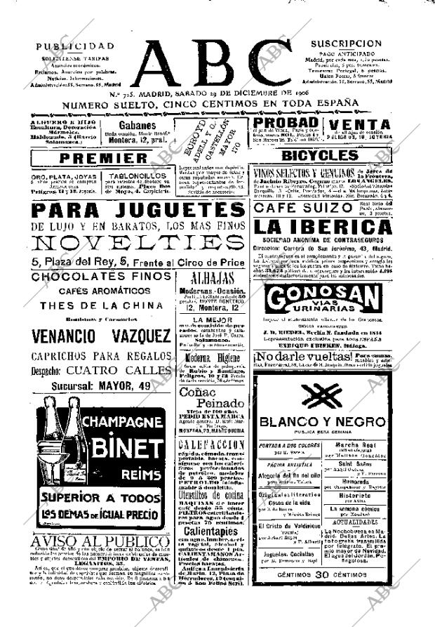 ABC MADRID 29-12-1906 página 1