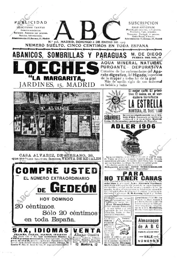 ABC MADRID 06-01-1907 página 1