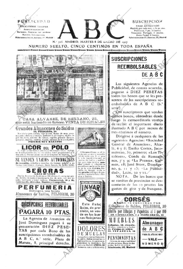 ABC MADRID 08-01-1907 página 1