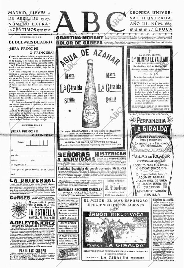 ABC MADRID 04-04-1907 página 1