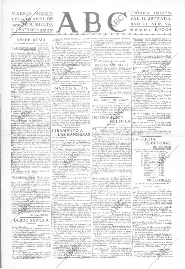 ABC MADRID 24-04-1907 página 1