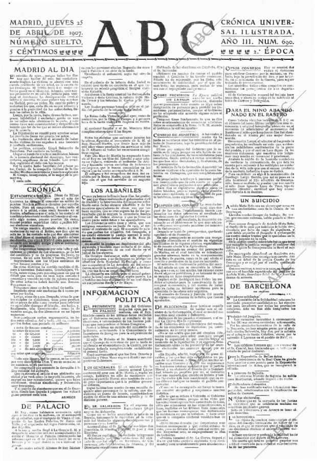 ABC MADRID 25-04-1907 página 1