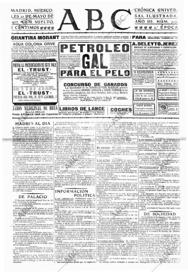 ABC MADRID 22-05-1907 página 1