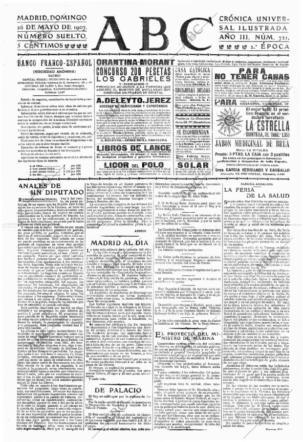 ABC MADRID 26-05-1907 página 1