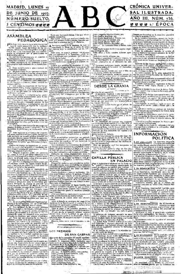 ABC MADRID 10-06-1907 página 1