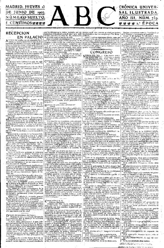 ABC MADRID 13-06-1907 página 1
