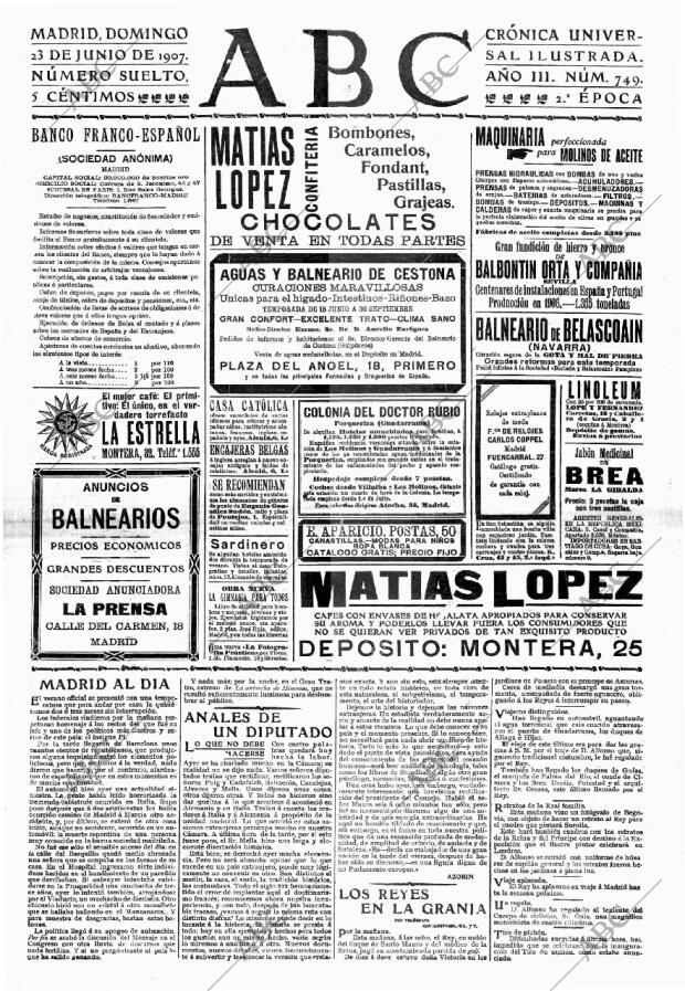 ABC MADRID 23-06-1907 página 1