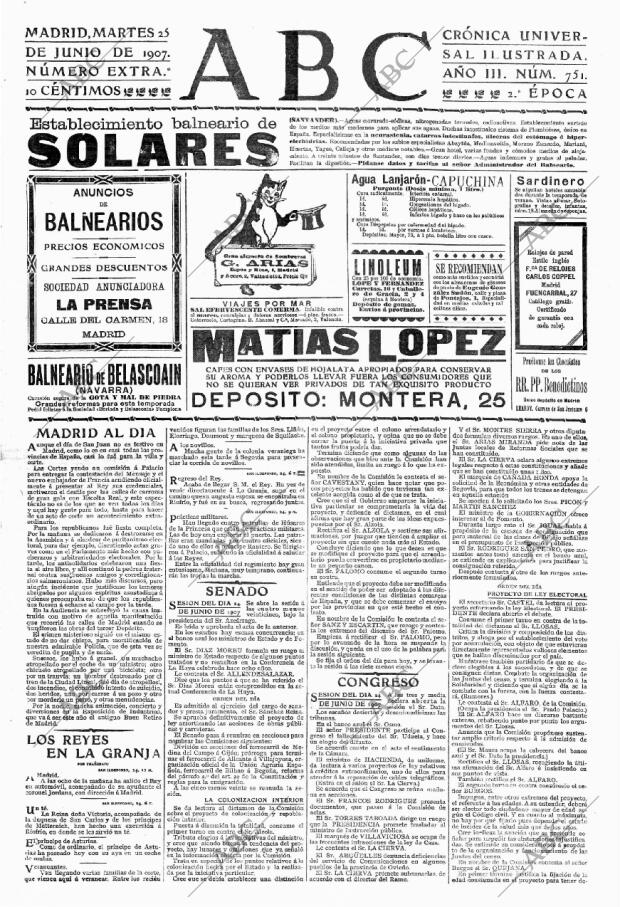 ABC MADRID 25-06-1907 página 1