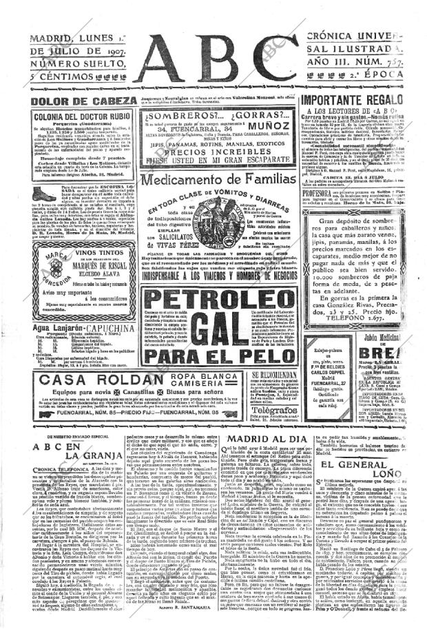 ABC MADRID 01-07-1907 página 1
