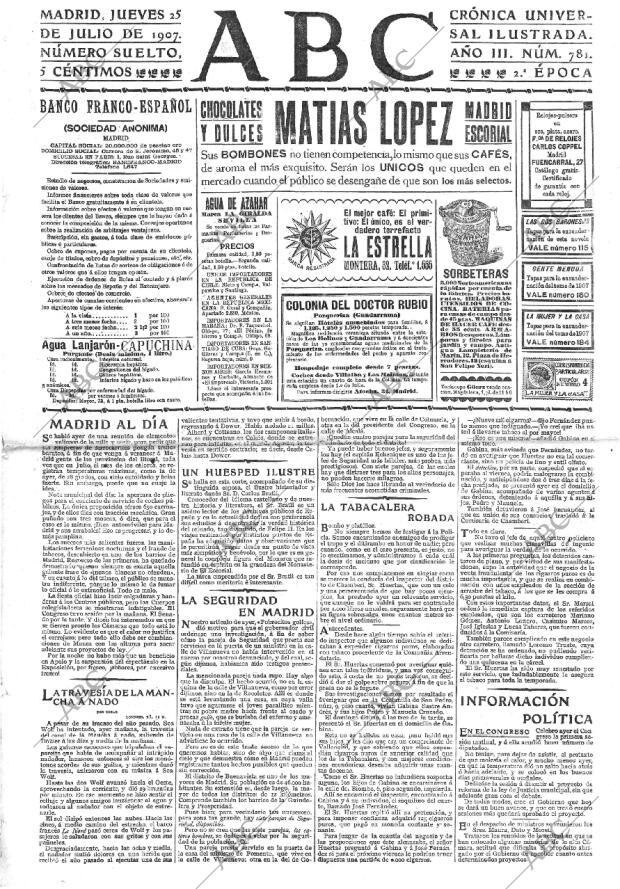 ABC MADRID 25-07-1907 página 1