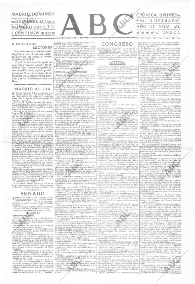 ABC MADRID 22-12-1907 página 1